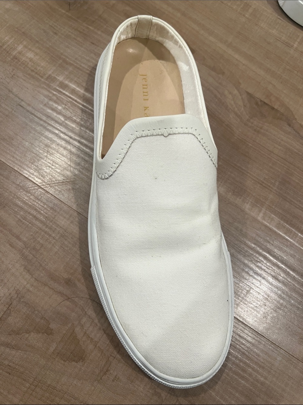 Jenni Kayne White Canvas Slip-On Loafer